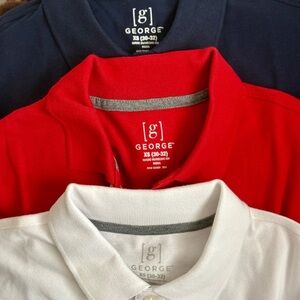 NWT George Men's Pique Polo Shirt with Short Sleeves, XS Pick White, Red or Navy